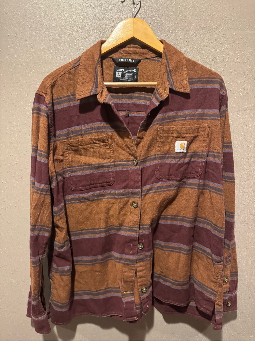 Carhartt Women’s Brown & Burgundy Striped Flannel